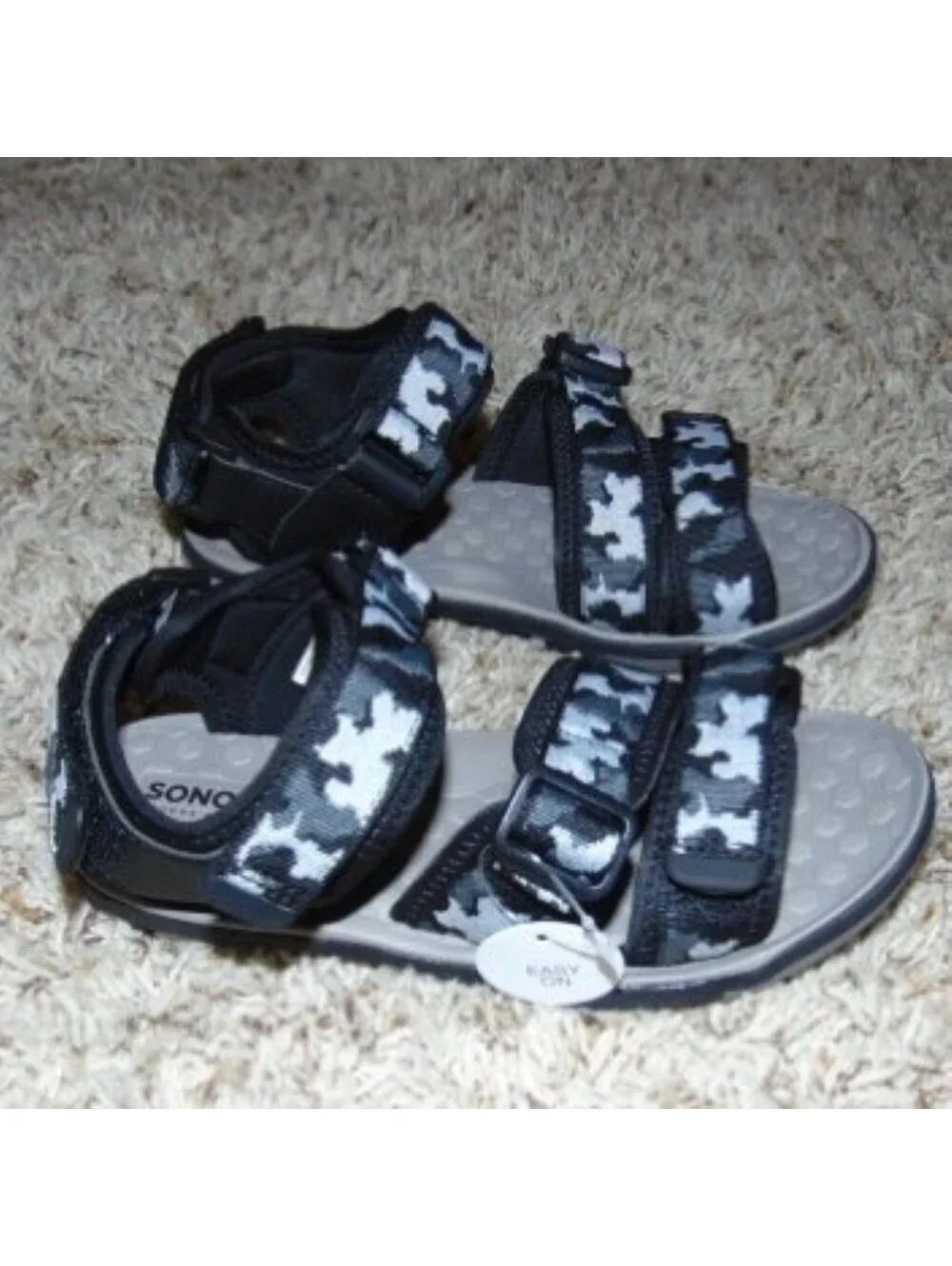 Sonoma Sandals 12 Toddler Gray Camo Sport Open Toe Fx Leather Adj Straps